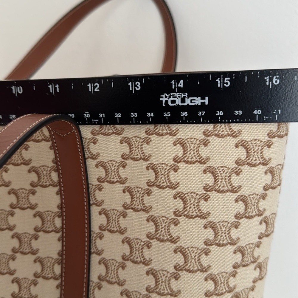 Celine *NEW* Triomphe Tan and Brown Women's Tote Bag with Pouch & Dust Cover - Picture 12 of 15